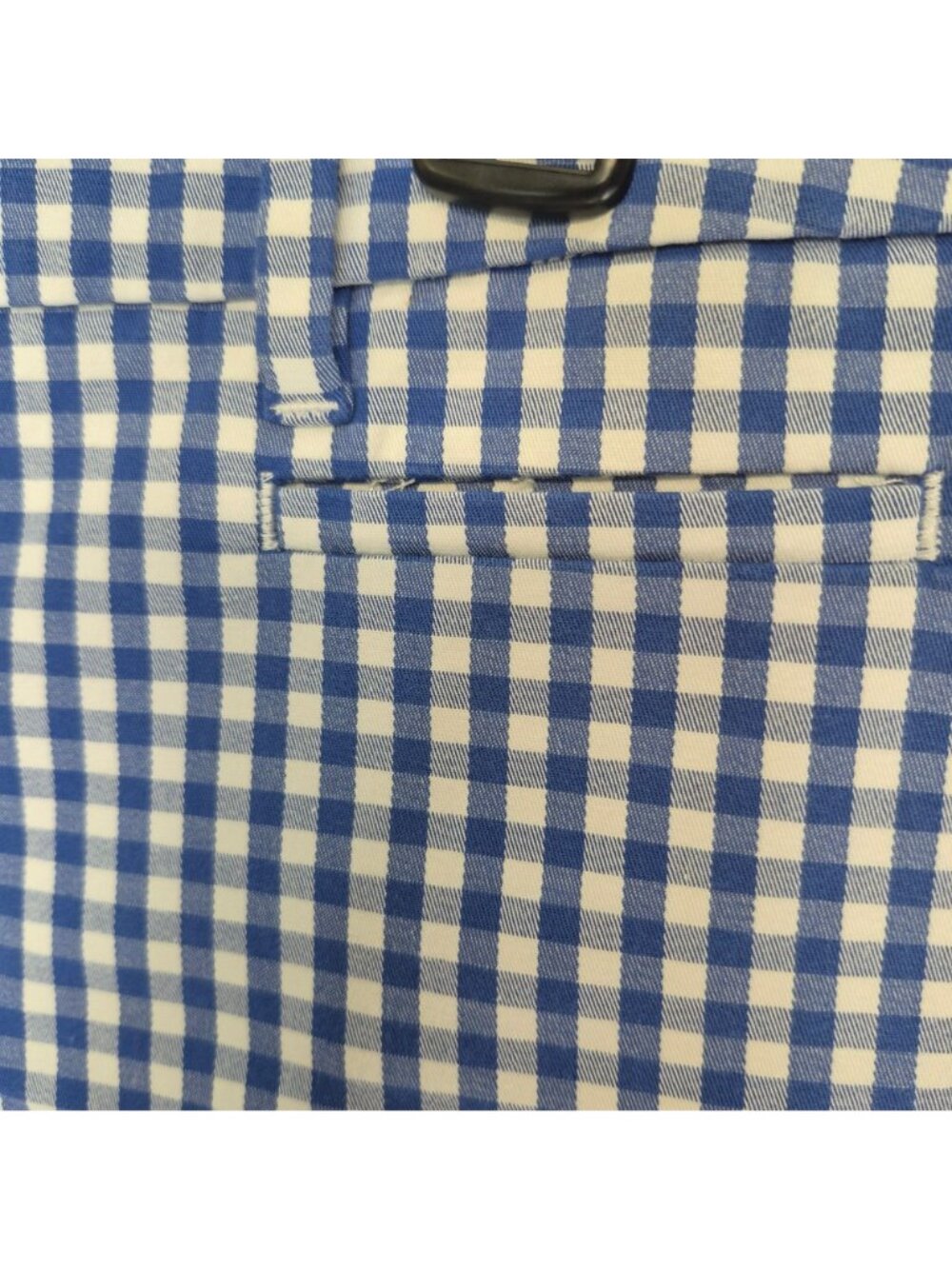 Talbots Womens Blue & White Gingham Check Ankle Pants With Embroidered Hem Size - Picture 3 of 8